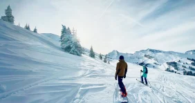 Transferts Avoriaz 1800 - les snowboardeurs sur les pistes