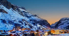 Val d'Isere ski resort at night