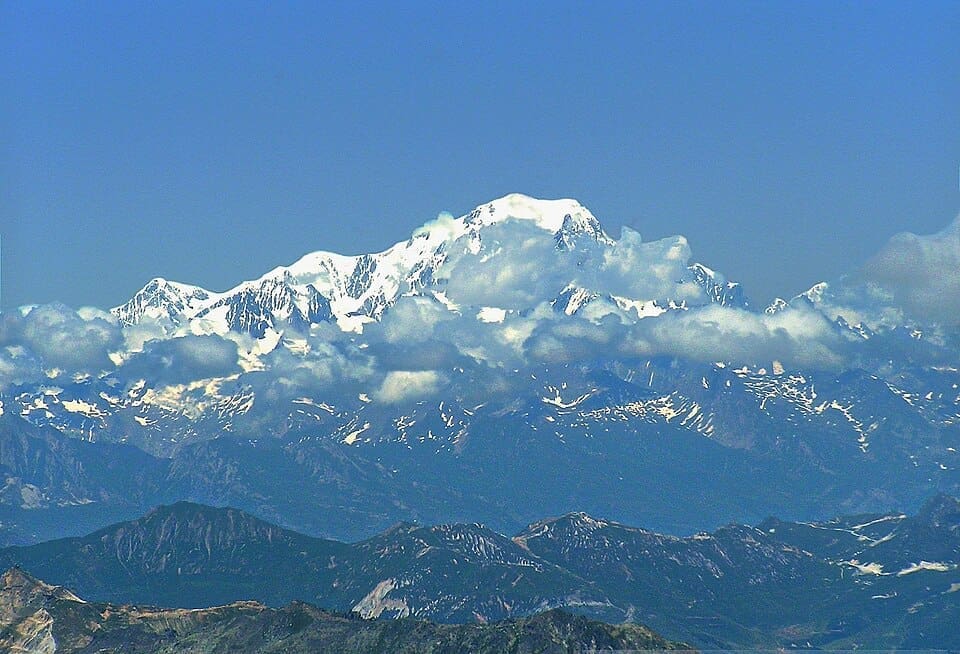 Panoramic view of Mont Blanc from Cime Caron in Les 3 Vallées