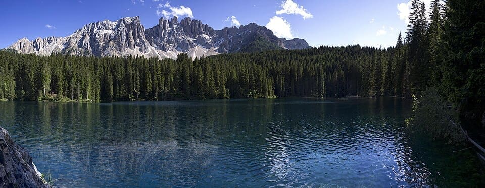 The Latemar mountain group rising above the Val di Fiemme