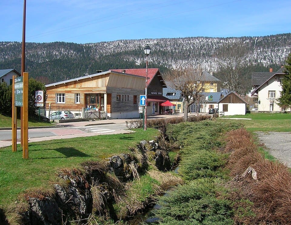 Landscape view of Autrans village in the Vercors Massif during spring