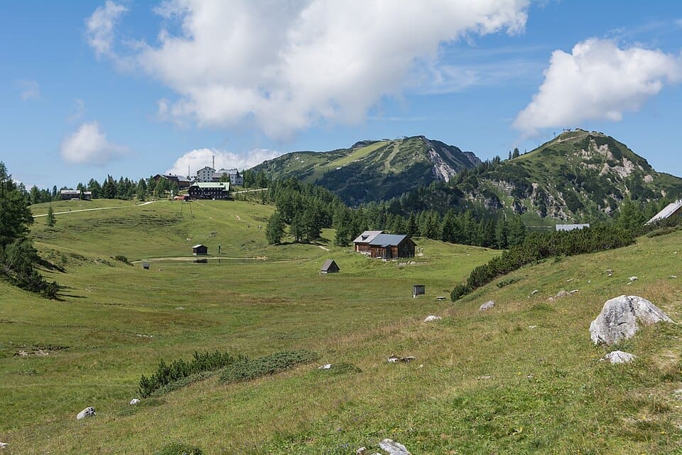 The Tauplitzsee and ski slopes of Tauplitzalm in Bad Mitterndorf