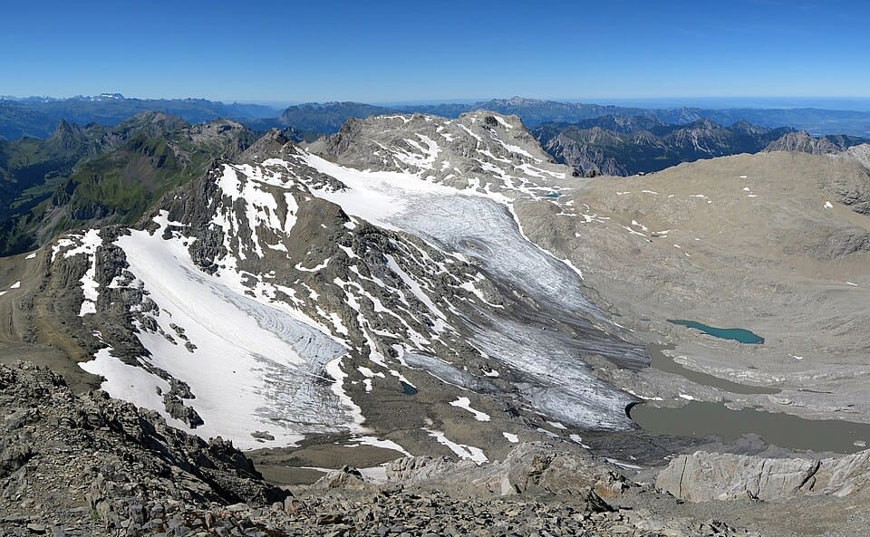 Brandner Glacier seen from the Schesaplana summit in Brandnertal