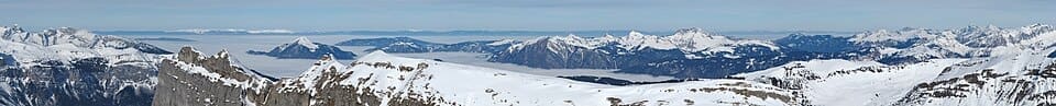 The Jura mountain chain seen in the distance from Flaine