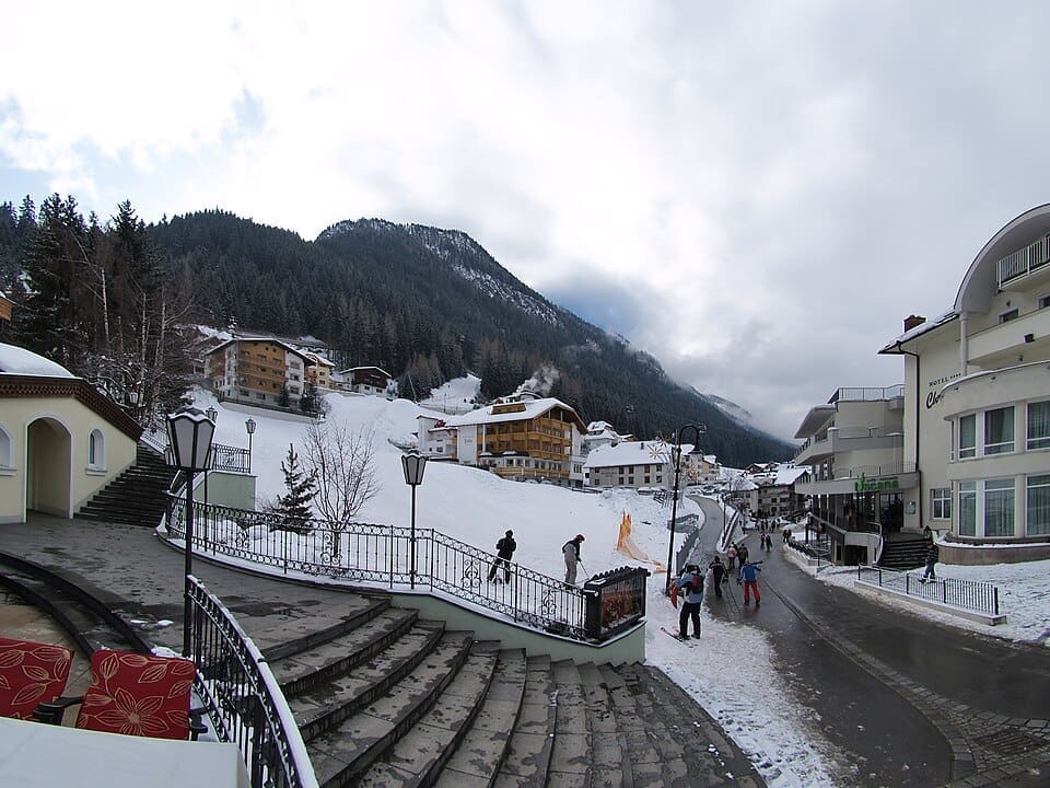 Landscape view of Ischgl village and surrounding mountains