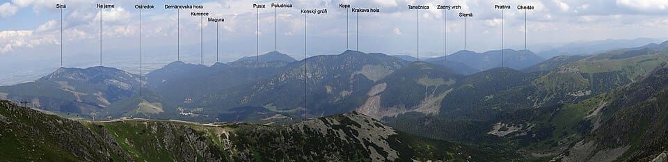 Panoramic view of Chopok peak and Jasná Nízke Tatry ski resort