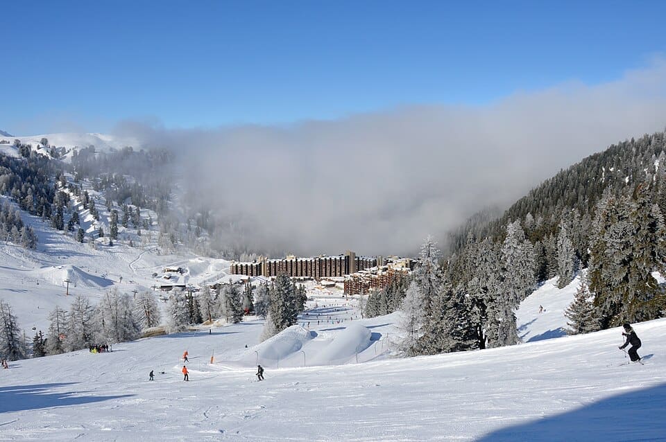 View of Plagne Bellecôte ski resort from Belle Plagne