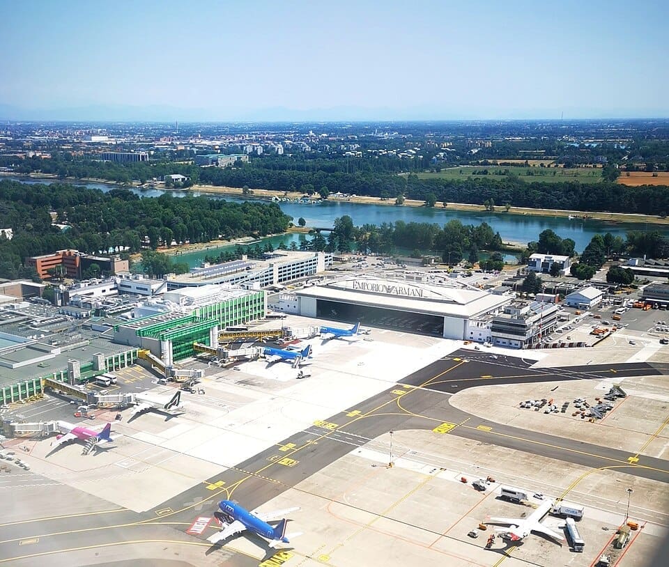 Milan Linate airport terminal exterior view