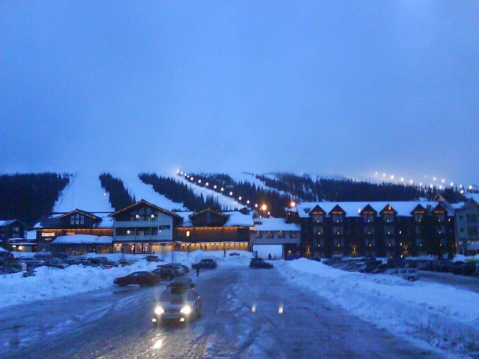 Lindvallen ski resort slopes in winter