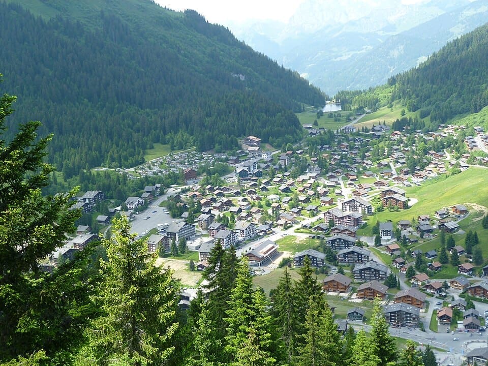 View of Morgins ski station in Switzerland