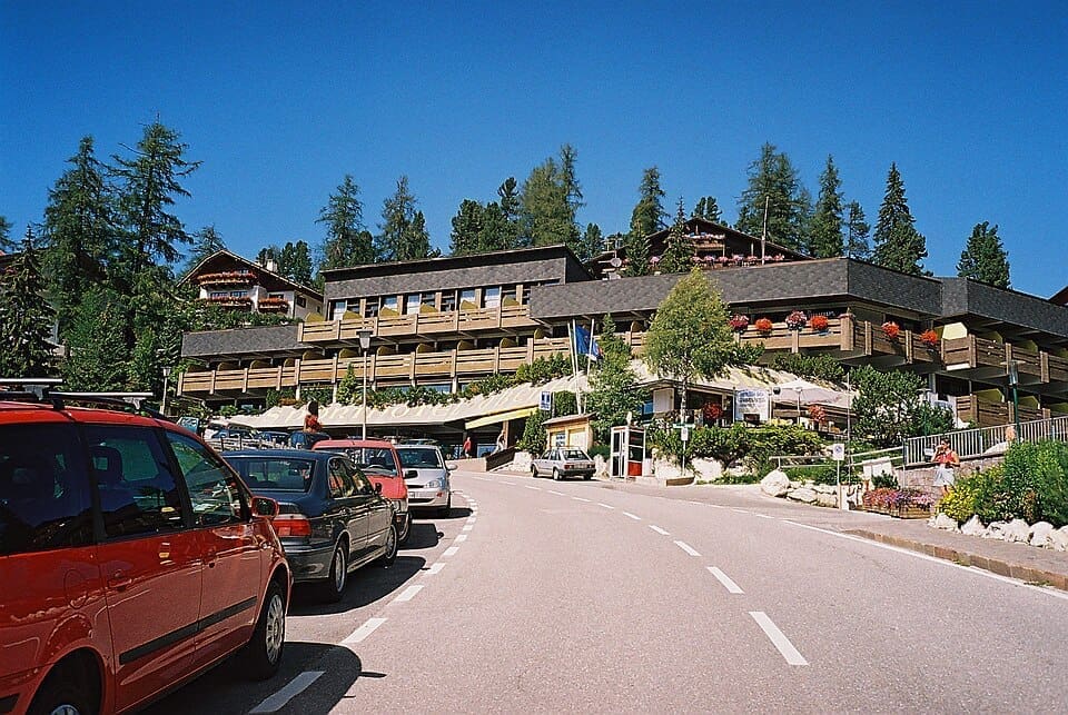 Sporthotel Obereggen and the Latemar mountains in winter