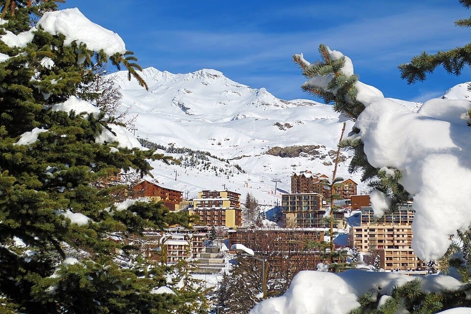 Orcières Merlette 1850 ski area with snow-covered peaks