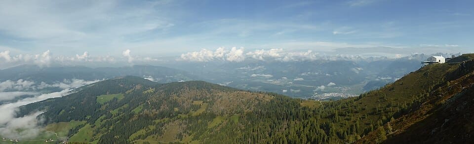 Panoramic view of the Dolomites from the summit of Plan de Corones