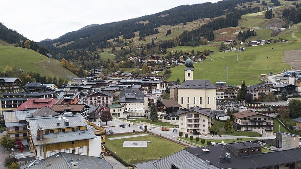 Aerial view of the Saalbach-Hinterglemm valley