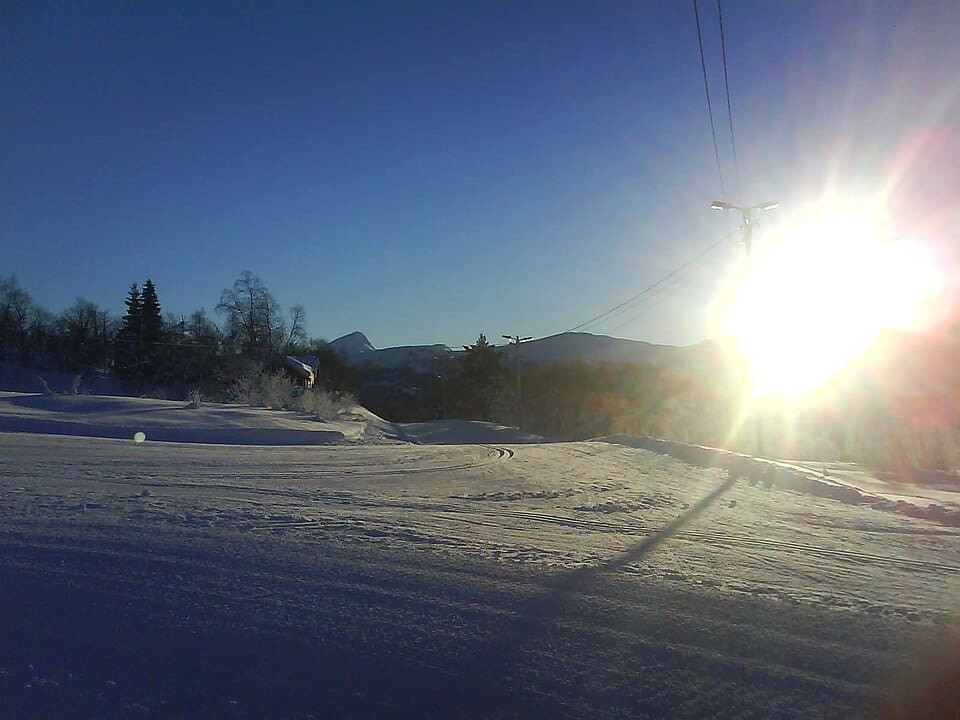 Strandafjellet ski center and Roaldshornet mountain in the Sunnmøre Alps
