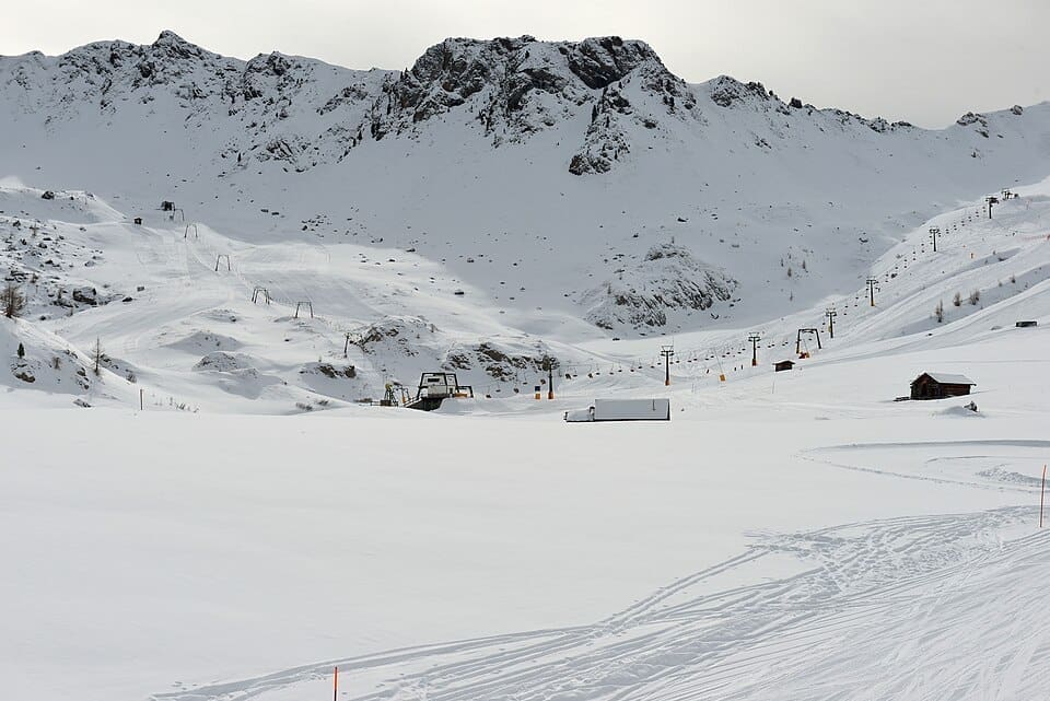 Skiing area Ciampac in Val di Fassa, Dolomites