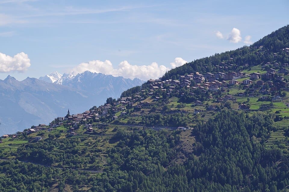 The village of Veysonnaz in the Valais Alps